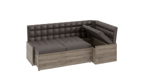 Скамья угловая со спальным местом «Форест» (Дуб Сонома трюфель/Кожзам коричневый