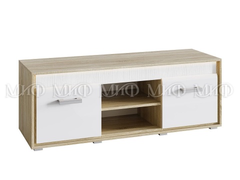 Тумба TV Формула МДФ Сонома/Белый Глянец (Ш-1380 мм x Г-448 мм х В-506 мм)