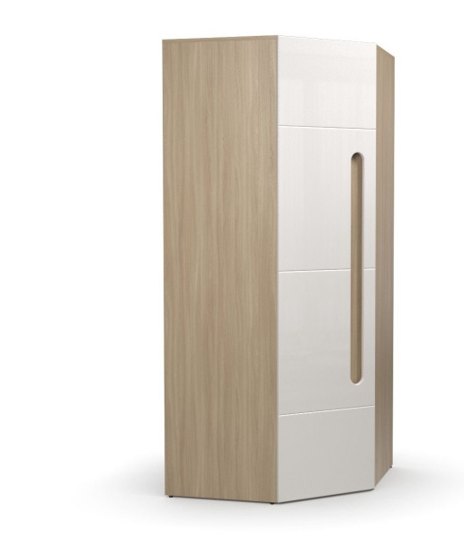 Шкаф Угловой без Полок Палермо МДФ (Ш-880 х Г-880 x В-2078 мм)Ясень Шимо Светлый/ фасад Белый Глянец 